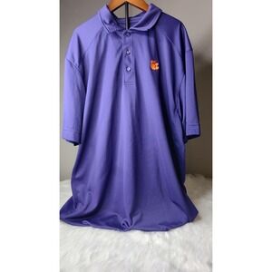 Clemson Tigers Cutter & Buck DryTec Short Sleeve Polo Shirt Men L Purple Logo‎